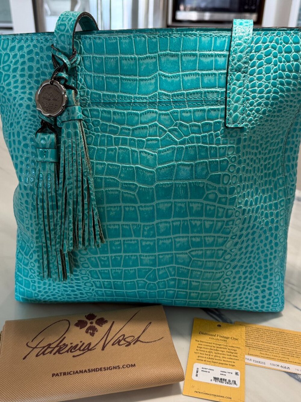 NWT Patricia Nash Viana Tote – Aqua Croc - 10th Anniversary Edition (RARE)